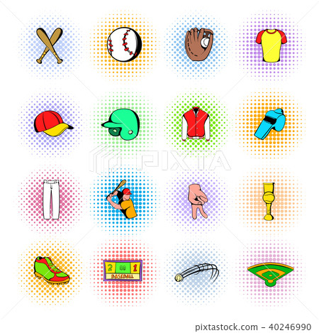 Baseball Icons set, comics style Baseball Icons set, comics style 40246990
