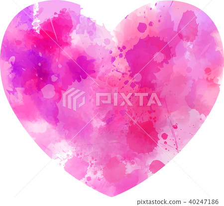 Pink abstract watercolor heart - Stock Illustration [40247186] - PIXTA