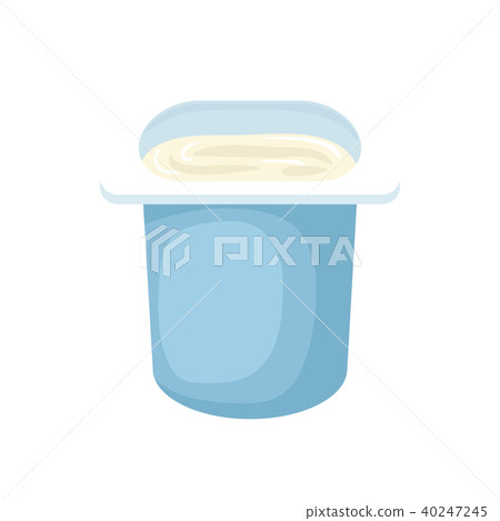 Yogurt in blue plastic cup icon, cartoon style  40247245