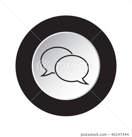 round black and white button - speech bubbles icon - Stock Illustration ...