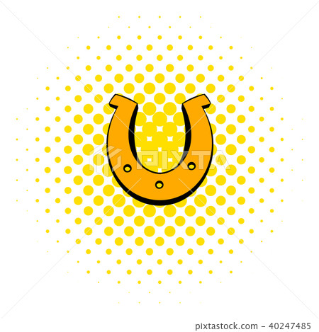 Golden horseshoes luck symbol icon, comics style Golden horseshoes luck symbol icon, comics style 40247485