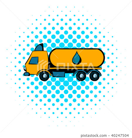 Truck with fuel tank icon, comics style Truck with fuel tank icon, comics style 40247504