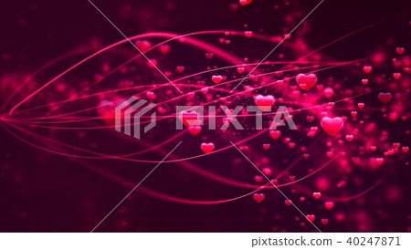 Valentine's day background, flying abstract hearts and particles. 3D rendering 40247871