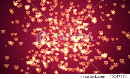 Valentine's day background, flying abstract hearts and particles. 3D rendering 40247874