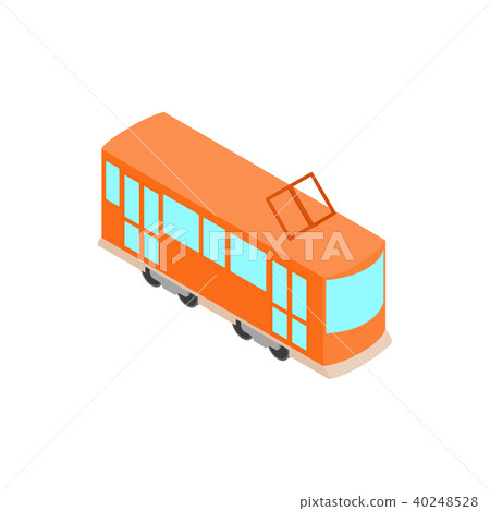 Red tram icon, isometric 3d style 40248528