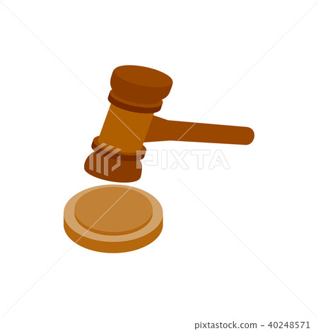 A wooden judge gavel and soundboard icon A wooden judge gavel and soundboard icon 40248571