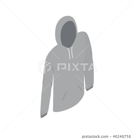 Grey hooded sweatshirt icon, isometric 3d style Grey hooded sweatshirt icon, isometric 3d style 40248758