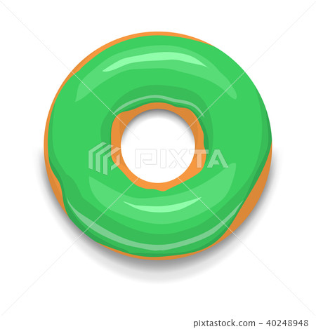 Green glazed donut icon, cartoon style-插圖素材 [40248948] - PIXTA圖庫