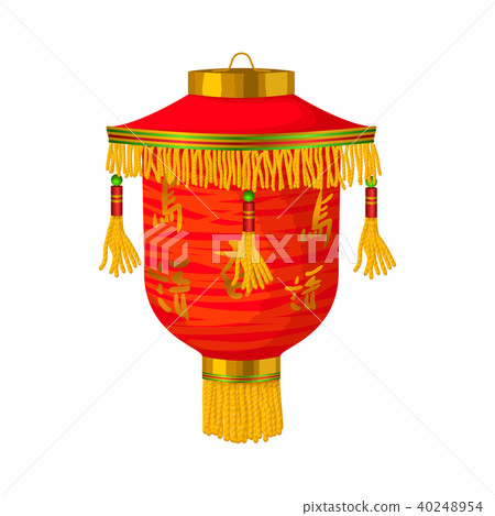 Red chinese paper lantern icon in cartoon style 40248954