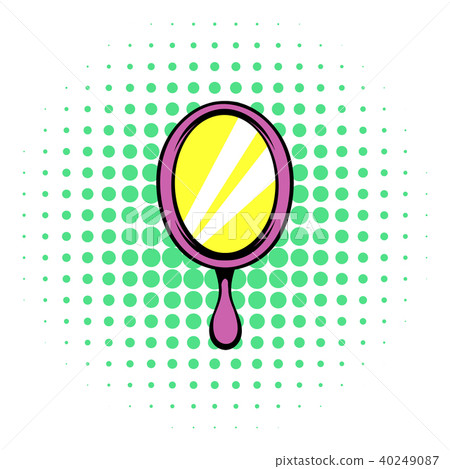Pink hand mirror icon, comics style Pink hand mirror icon, comics style 40249087