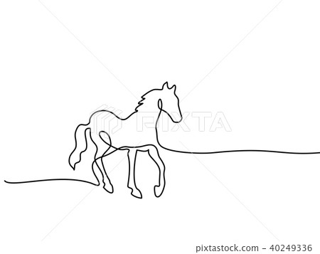 Continuous one line drawing. Horse logo Continuous one line drawing. Horse logo 40249336