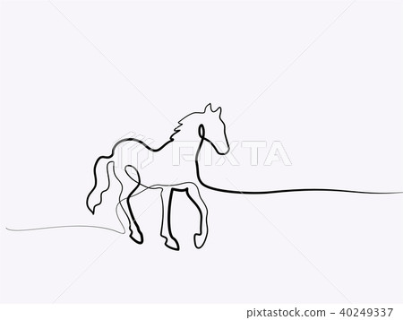 Continuous one line drawing. Horse logo Continuous one line drawing. Horse logo 40249337