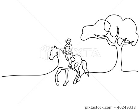 Continuous one line drawing. Horse logo Continuous one line drawing. Horse logo 40249338