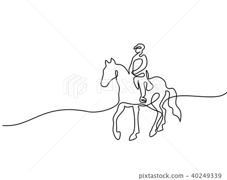 Continuous one line drawing. Horse logo Continuous one line drawing. Horse logo 40249339