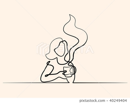 Abstract portrait of a woman with cup of tea 40249404