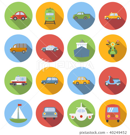 Transportation icons set, flat style 40249452