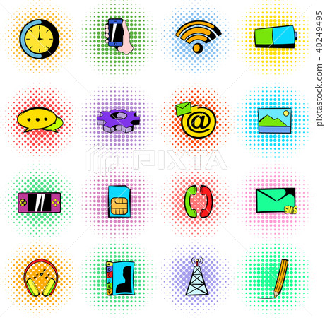 Mobile icons set, comics style 40249495