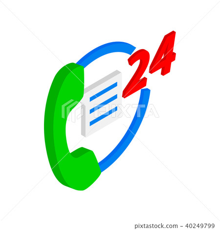 24 hours support icon, isometric 3d style 24 hours support icon, isometric 3d style 40249799