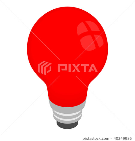 Light red bulb icon, isometric 3d style  40249986