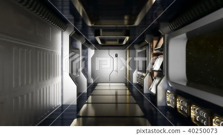 Abstract sci-fi spaceship corridor. 3D rendering 40250073