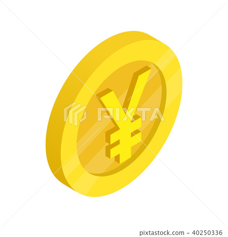 Gold coin with yen sign icon, isometric 3d style - Stock Illustration ...