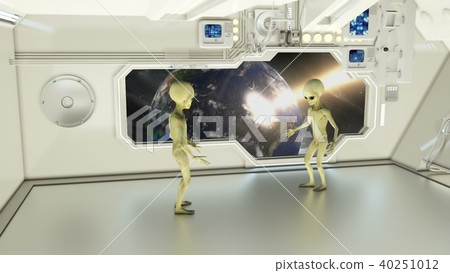 Aliens on a spaceship arguing on background exploding planet Earth.. 3D rendering Aliens on a spaceship arguing on background exploding planet Earth.. 3D rendering 40251012