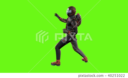 Sci fi man fights on green screen from two angles.. 3D rendering 40251022