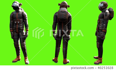 Sci-fi astronaut shoulder rubbing.. 3D rendering 40251028