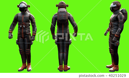 Sci fi man salutes. 3D rendering 40251029