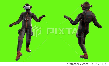 Sci-fi astronaut quietly sneaking.. 3D rendering 40251034