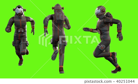 Running a sci-fi astronaut.. 3D rendering 40251044