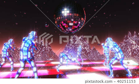 girls dancing and moving on the neon dance planet. 3D rendering girls dancing and moving on the neon dance planet. 3D rendering 40251153
