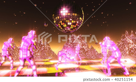 girls dancing and moving on the neon dance planet. 3D rendering 40251154