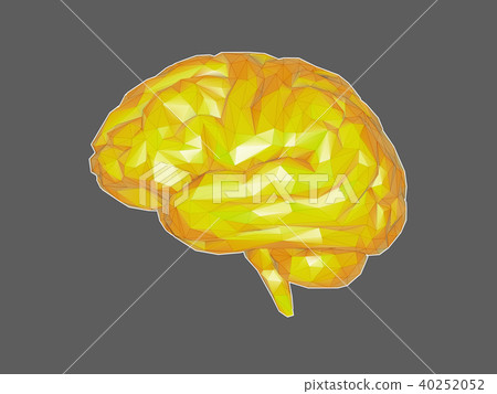 Yellow polygonal brain illustration on gray BG Yellow polygonal brain illustration on gray BG 40252052