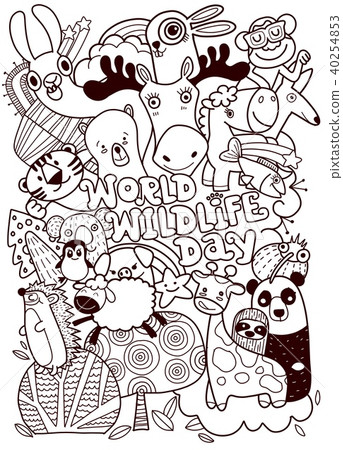 Doodle funny animal, illustrator line tools  40254853