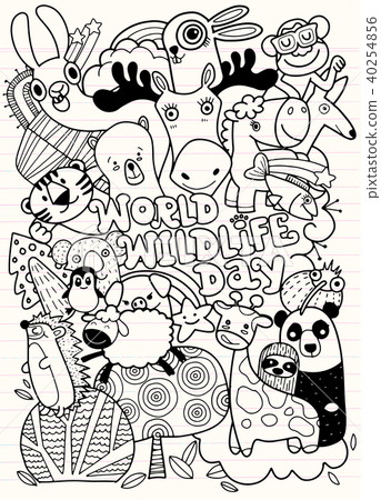 Doodle funny animal, illustrator line tools  40254856