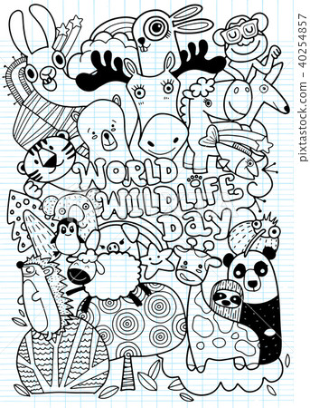 Doodle funny animal, illustrator line tools Doodle funny animal, illustrator line tools 40254857