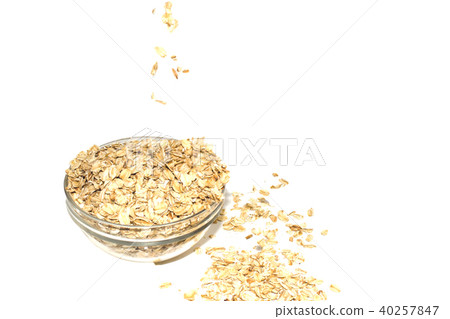 in a glass dish of cereal, the concept of healthy food, space for text. in a glass dish of cereal, the concept of healthy food, space for text. 40257847