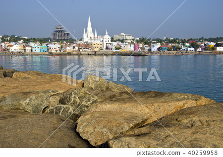Southest India city Kanyakumari from stones pier Southest India city Kanyakumari from stones pier 40259958