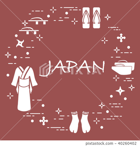 Traditional japanese clothing, shoes and shurikens Traditional japanese clothing, shoes and shurikens 40260402