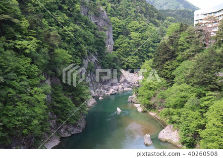 Kinugawa Valley as seen from Kinuiwaiwa Large Suspension Bridge 40260508