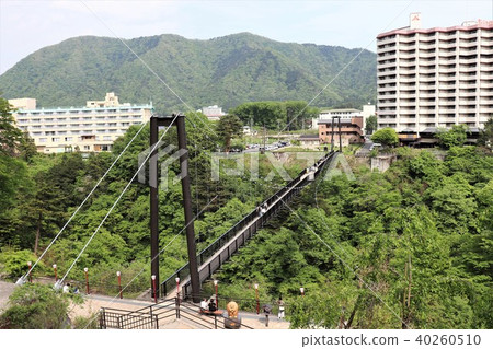 Kinu rock large suspension bridge seen from above Kinu rock large suspension bridge seen from above 40260510