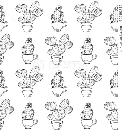 Vector cactus flower background. Seamless pattern - Stock Illustration ...
