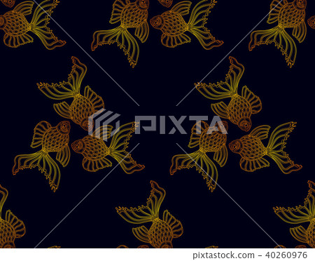 Vector seamless pattern from golden gold fish - Stock Illustration ...