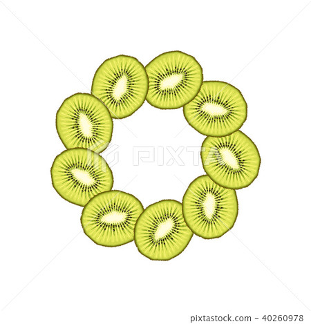Vector illustration of round frame of kiwi slice Vector illustration of round frame of kiwi slice 40260978