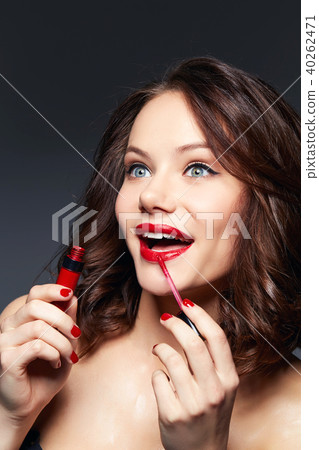beautiful girl with red lips 40262471