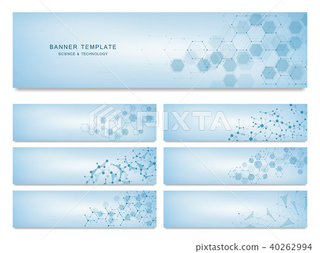 Big set of science and technology banners. Molecular and chemical structure. 40262994