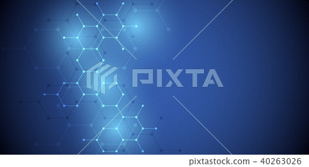 Molecular structure background. Abstract background with molecule DNA. Geometric shape with hexagons 40263026