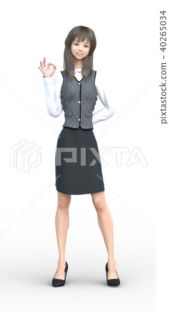 OK pose woman perming3DCG illustration material 40265034