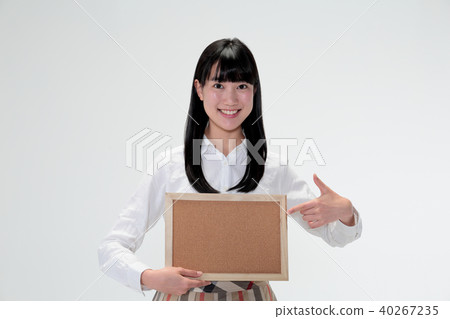 Cute high school student has a signboard Cute high school student has a signboard 40267235